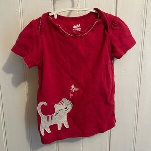 (3/$20) Carters 24m pink cat short sleeve T-shirt